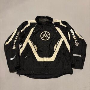 VTG Yamaha Jacket Mens XL Black Full Zip Biker Motorcycle Grunge Outdoor Pockets